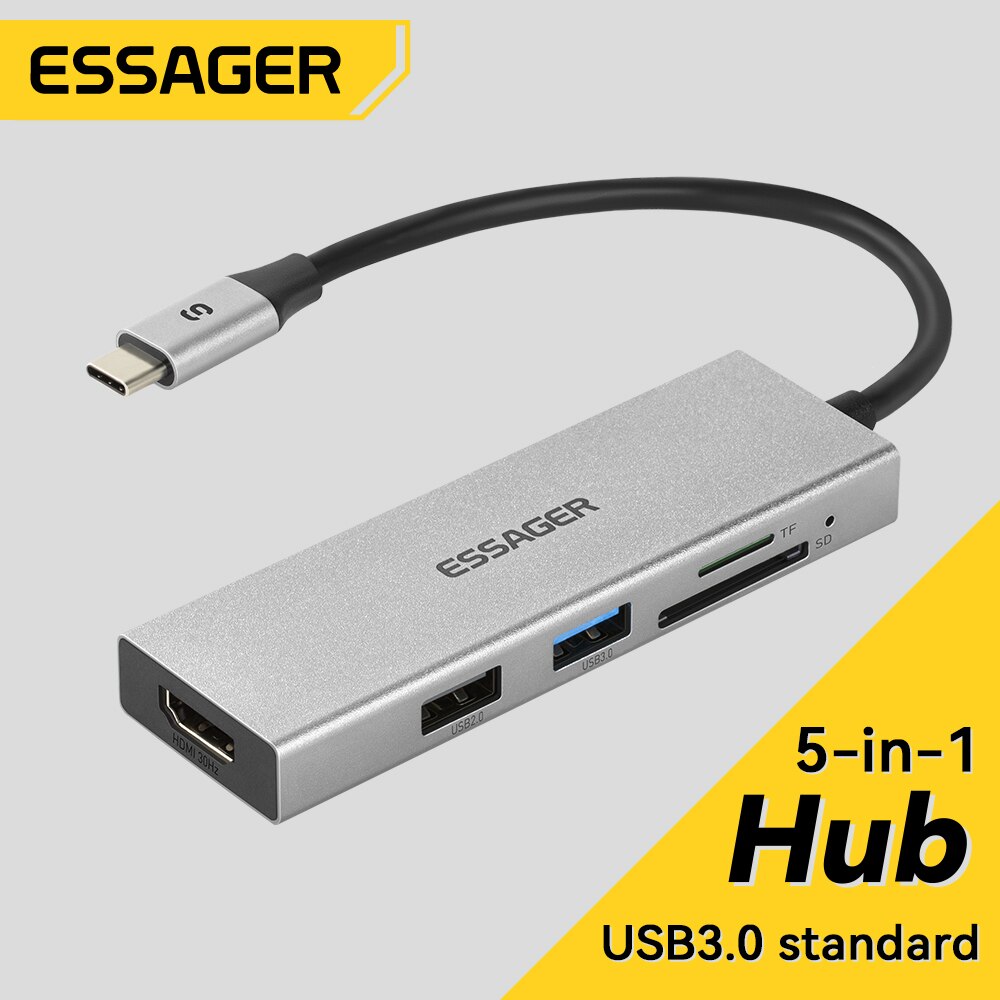 Type C Multiport Adapter - Essager 5 في 1 USB C