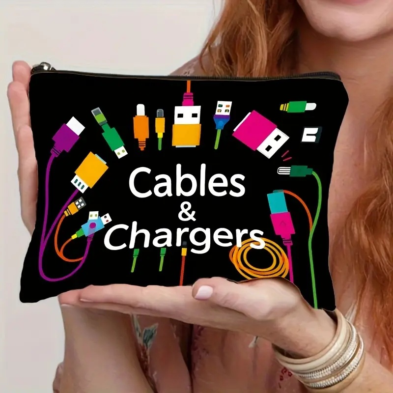Tech Accessories Travel - حقيبة تنظيم الكابلات باللون الأسود، حقيبة