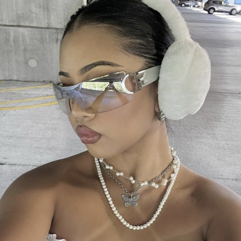 Trending Tech Accessories - نظارات شمسية نسائية بدون إطار Y2K