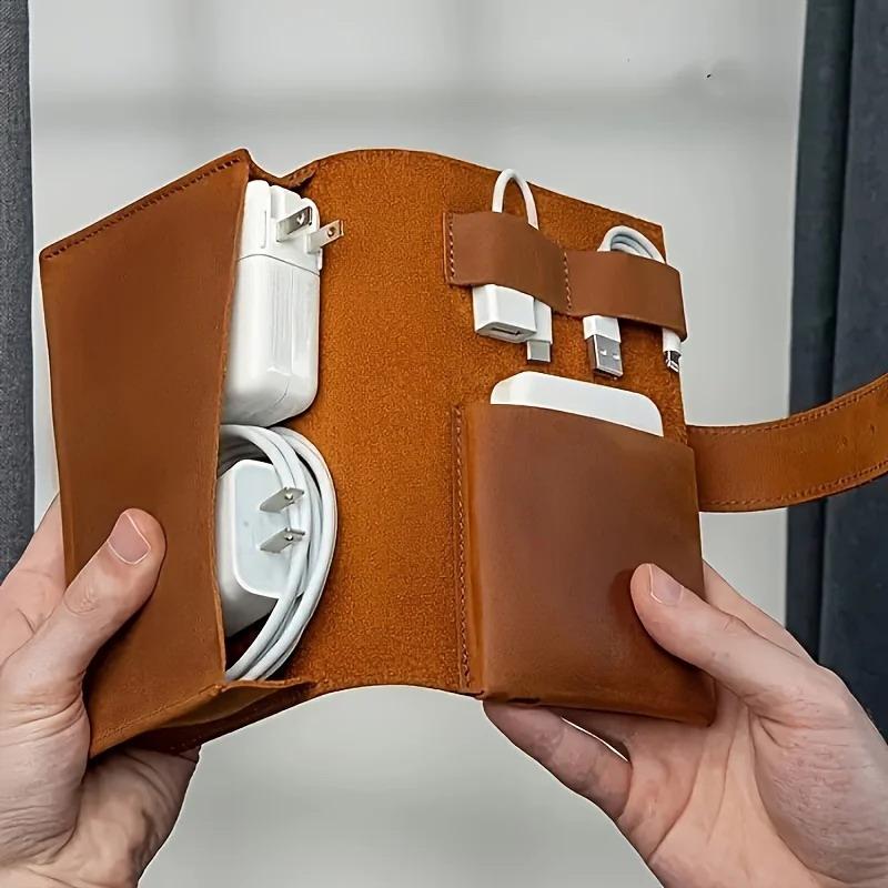 1 قطعة بو الجلود متعددة مقصورة - مراجعة Tech Accessories Travel Organizer Pouch وسعره