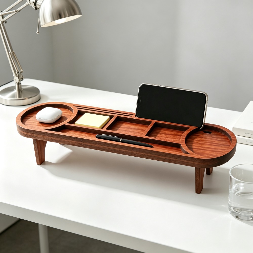 منظم مكتب خشبي مع حامل هاتف، ر - مراجعة Tech Accessories For Office Desk وسعره